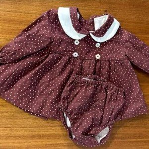 La Coqueta: Burgundy Polka Dot Granada Baby Girl Set